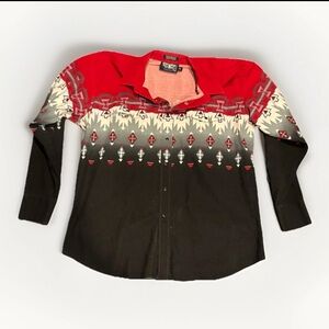 Brooks & Dunn Men’s XL Western Shirt Aztec Rodeo Red Black Button Down Vintage